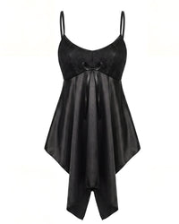 Linsori Noir Satin Chemise Smooth Satin Set - White background view