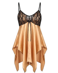 Linsori Golden Satin Julieta Chemise Plus Size - White background view