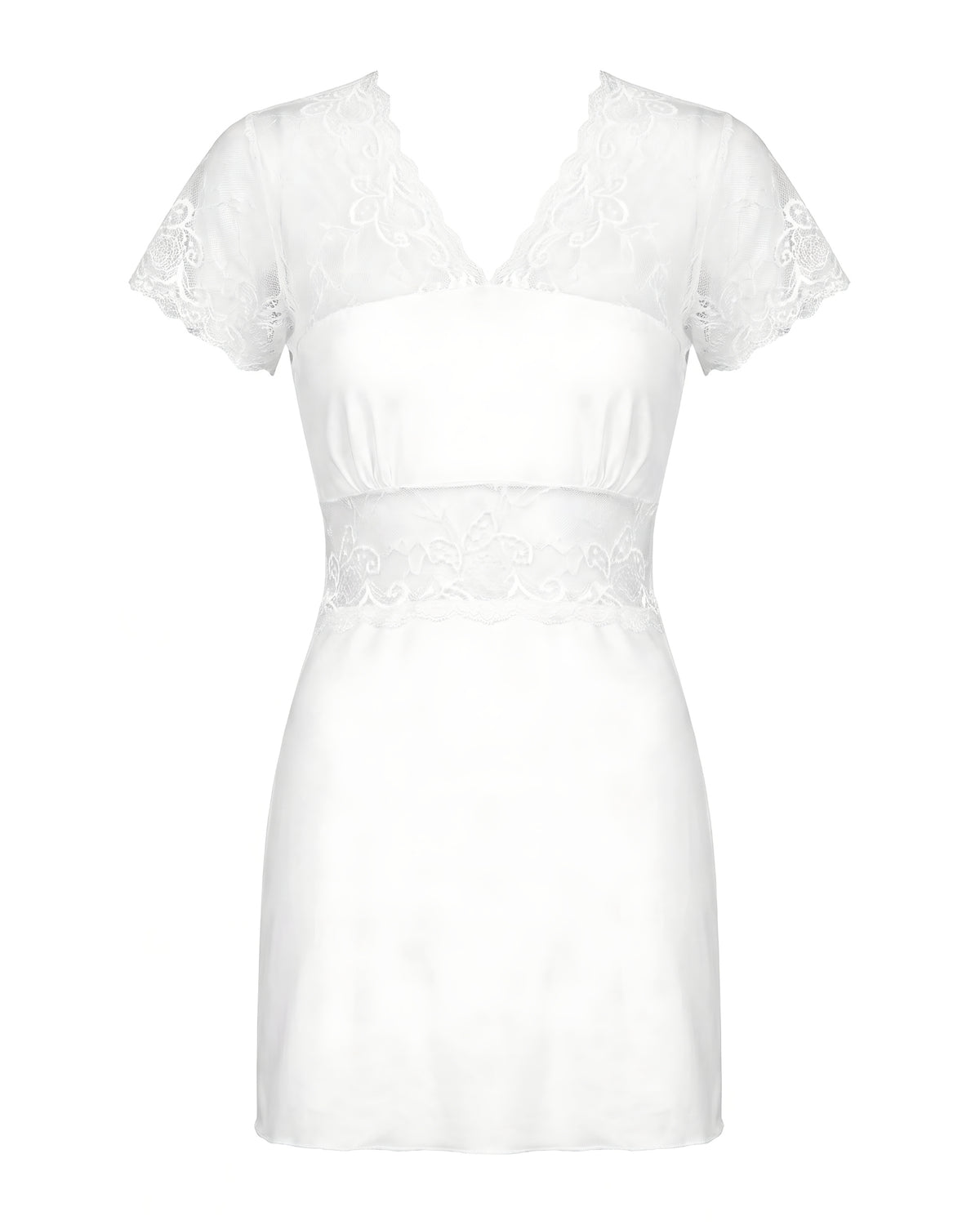 Linsori Sofia Modal Lace Chemise Set Plus Size - White background view