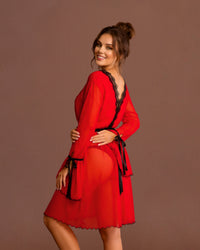 Linsori Valentina Sheer Lace Peignoir Plus Size -  Left view