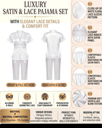 Linsori Pearl Satin Lace Pyjama Set Plus Size -  Product detail view