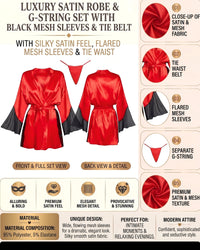 Linsori Crimson Satin Peignoir Collection -  Product detail view