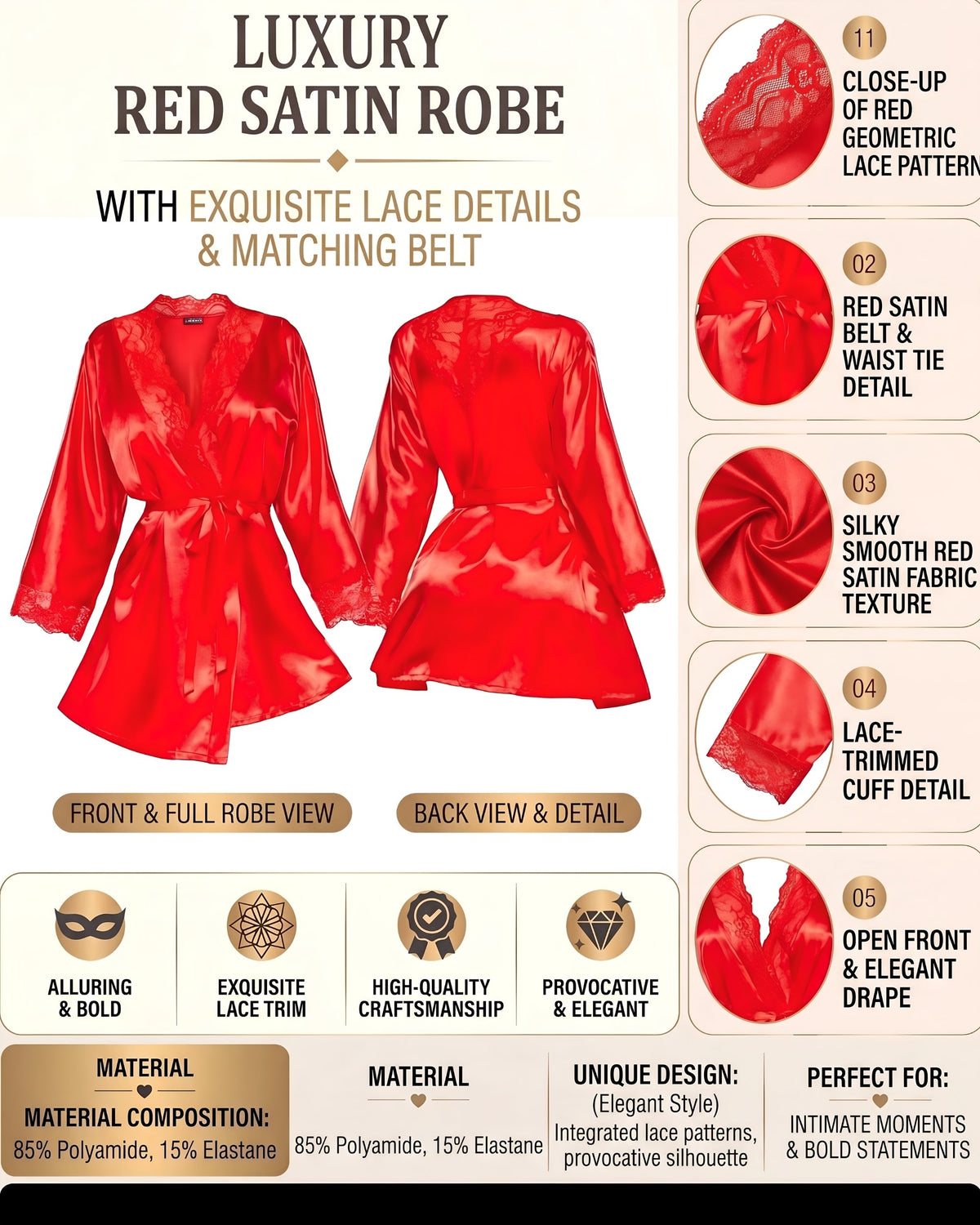 Linsori Scarlet Sherie Delicate Peignoir -  Product detail view
