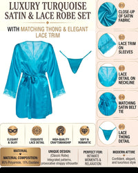 Linsori Turquoise Silk Peignoir Delicate Robe -  Product detail view