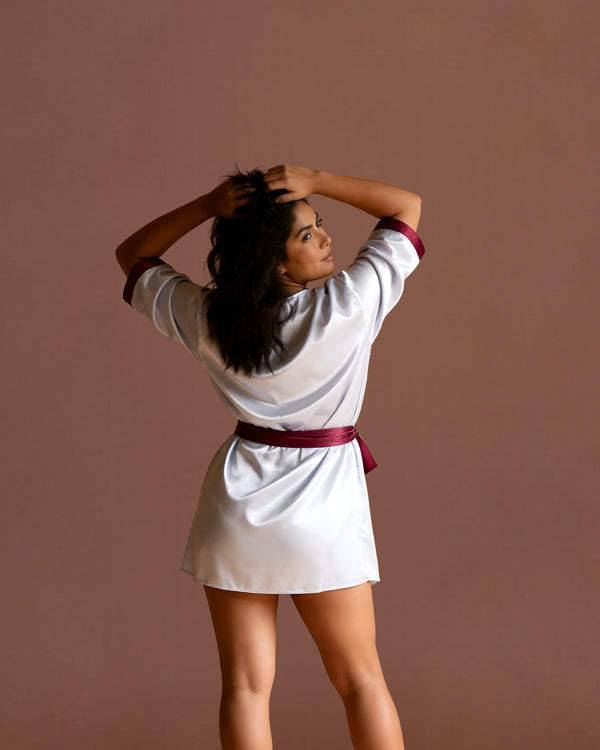 Linsori Silver Moonlit Peignoir Robe -  back view