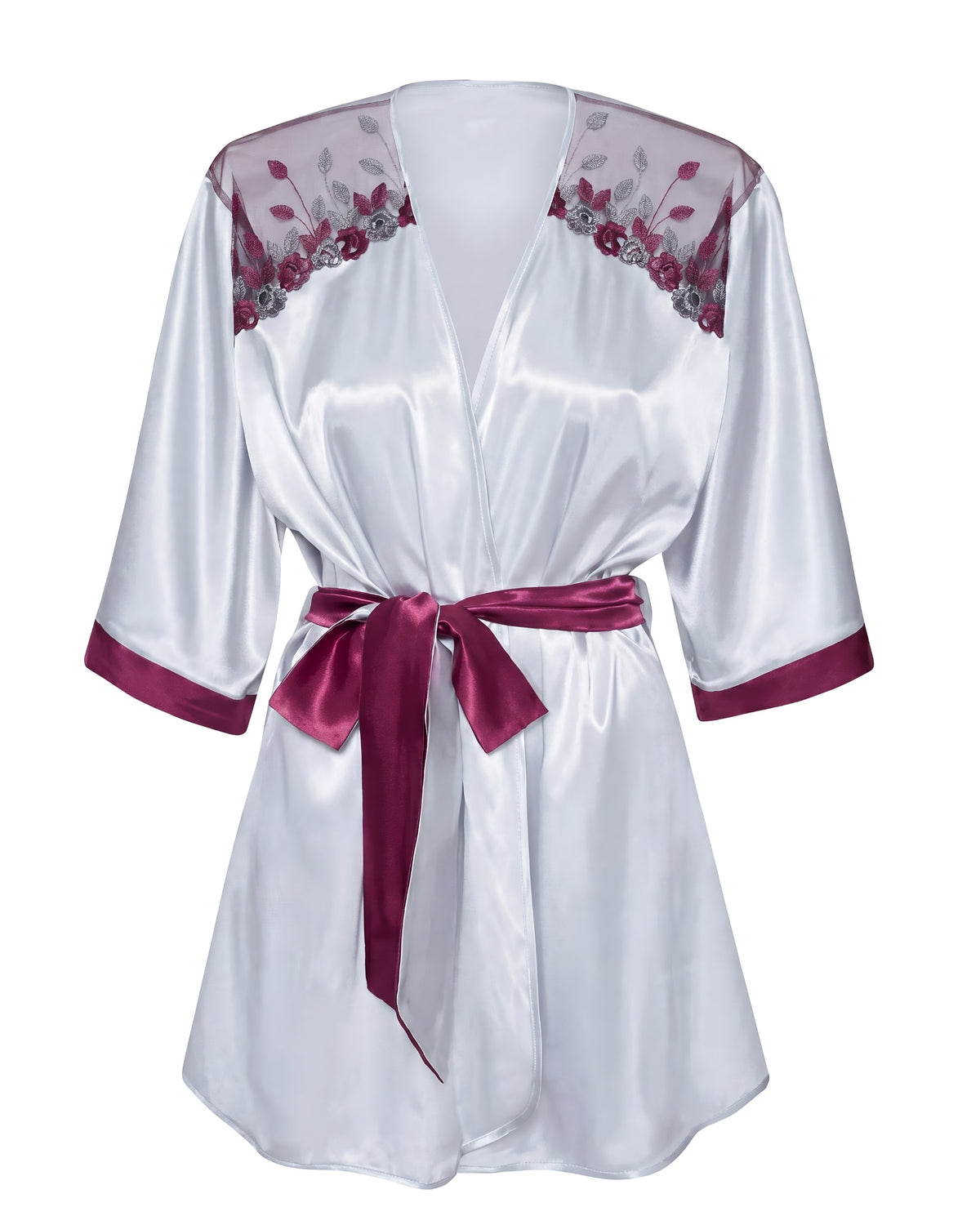 Linsori Silver Moonlit Peignoir Robe - White background view