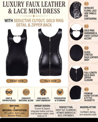 Linsori Noir Wetlook Lace Panel Dress Plus Size -  Product detail view