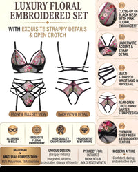 Linsori Obsidian Floral Embroidered Bra Set -  Product detail view