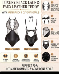Linsori Noir Wet-Look Lace Chemise Plus Size -  Product detail view