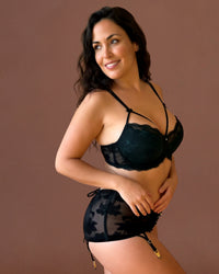 Linsori Noir Velvet Lace Chemise Piece Plus Size -  Right view