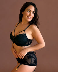 Linsori Noir Velvet Lace Chemise Piece Plus Size -  Left view