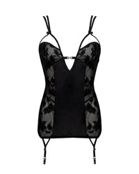 Linsori Noir Velvet Lace Chemise Piece Plus Size - White background view