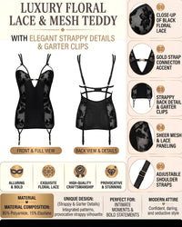 Linsori Noir Velvet Lace Chemise Piece Plus Size -  Product detail view
