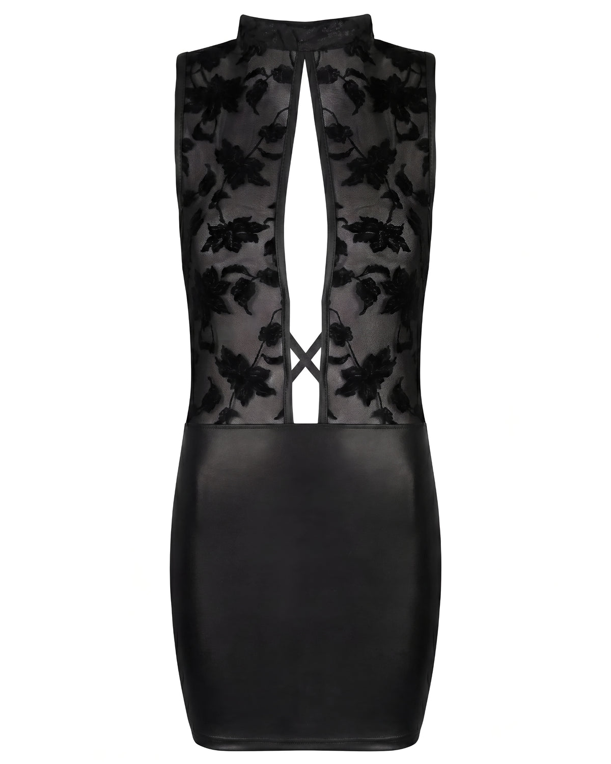 Linsori Noir Velvet Floral Dress Piece Plus Size - White background view