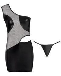 Linsori Noir Sheer Cut-Out Dress Piece Plus Size - White background view