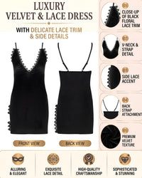 Linsori Noir Velour Paloma Dress Piece Plus Size -  Product detail view