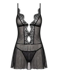 linsori Davina Noir Tulle Chemise Plus Size - White background view