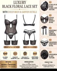 Linsori Noir Copper Lace Corset Set Plus Size -  Product detail view