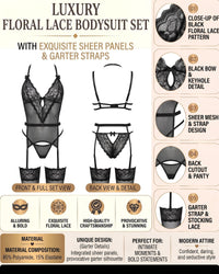 Linsori Noir Copper Lace Lingerie Set Plus Size -  Product detail view