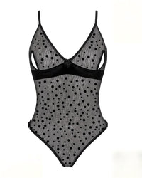 Linsori Dotted Mesh Amalia Delicate Teddy Plus Size - White background view