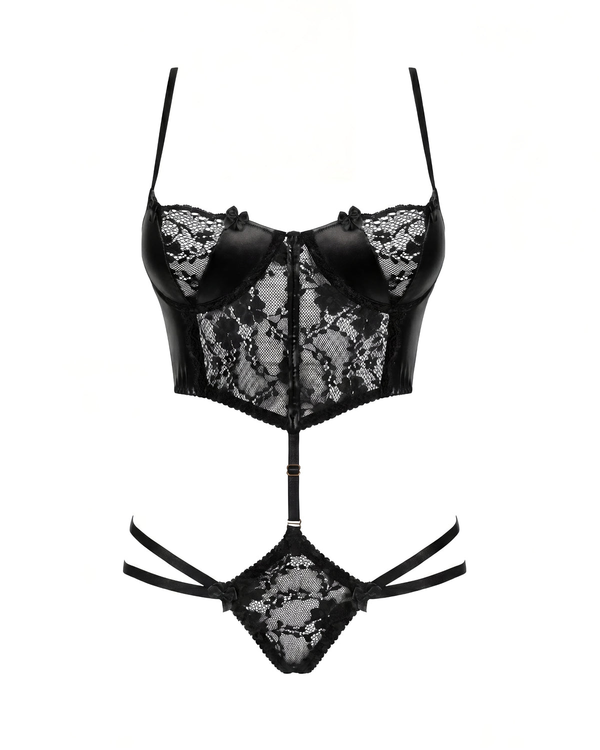 Linsori Noir Lace Nirvina Floral Lace Set Plus Size - White background view