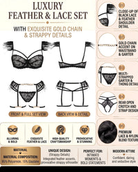Linsori Obsidian Feather Chain Lingerie Set -  Product detail view