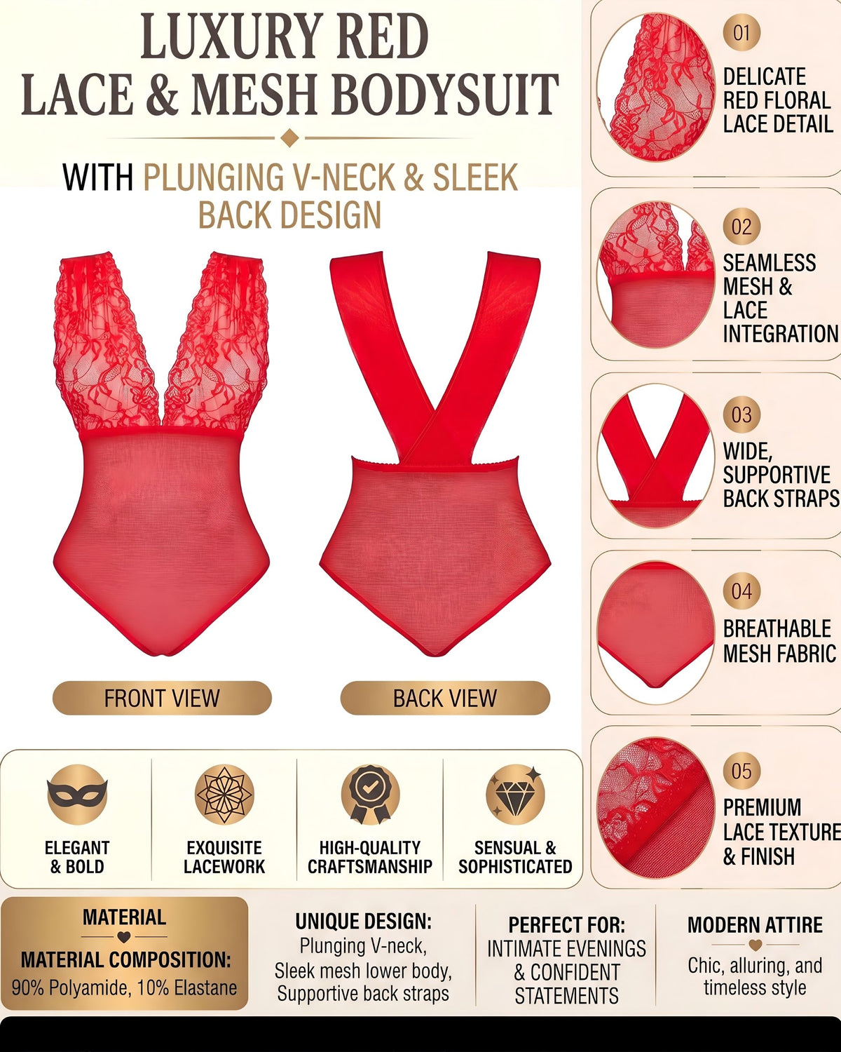 Linsori - Scarlet Lace Veronica Teddy Plus Size - Product Detail
