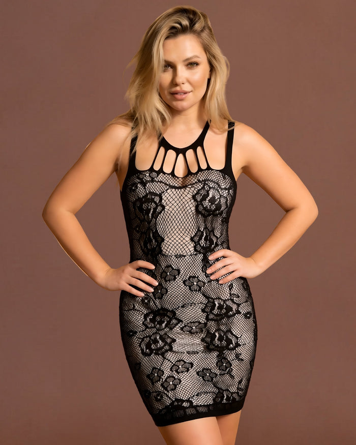 Linsori Fishnet Lace Dress - Front view 