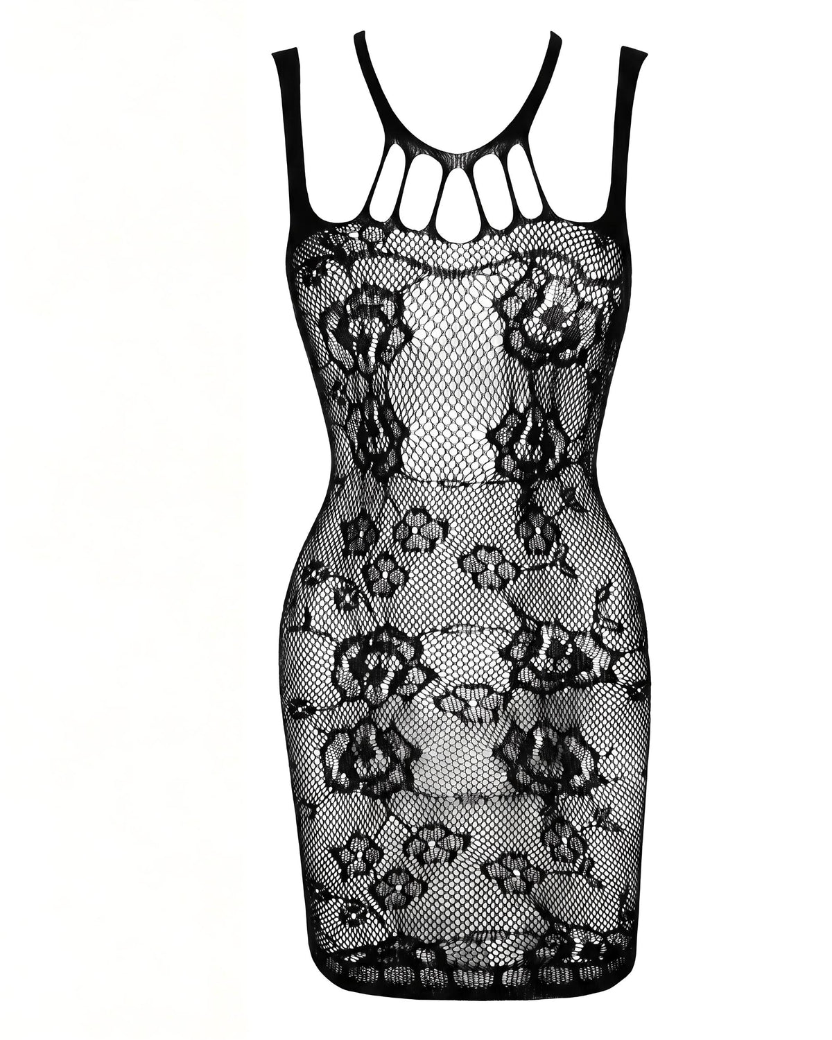 Linsori Fishnet Lace Dress - White background view