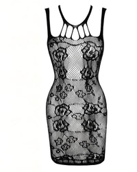 Linsori Fishnet Lace Dress - White background view