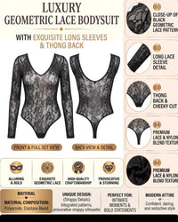 Linsori Noir Floral Fishnet Bodysuit -  Product detail view