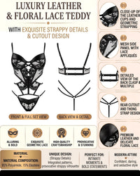 Linsori Noir Lace & Wet-Look Teddy Plus Size -  Product detail view