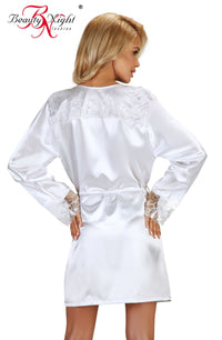 Linsori Pearl Lace Robe with Thong - front view