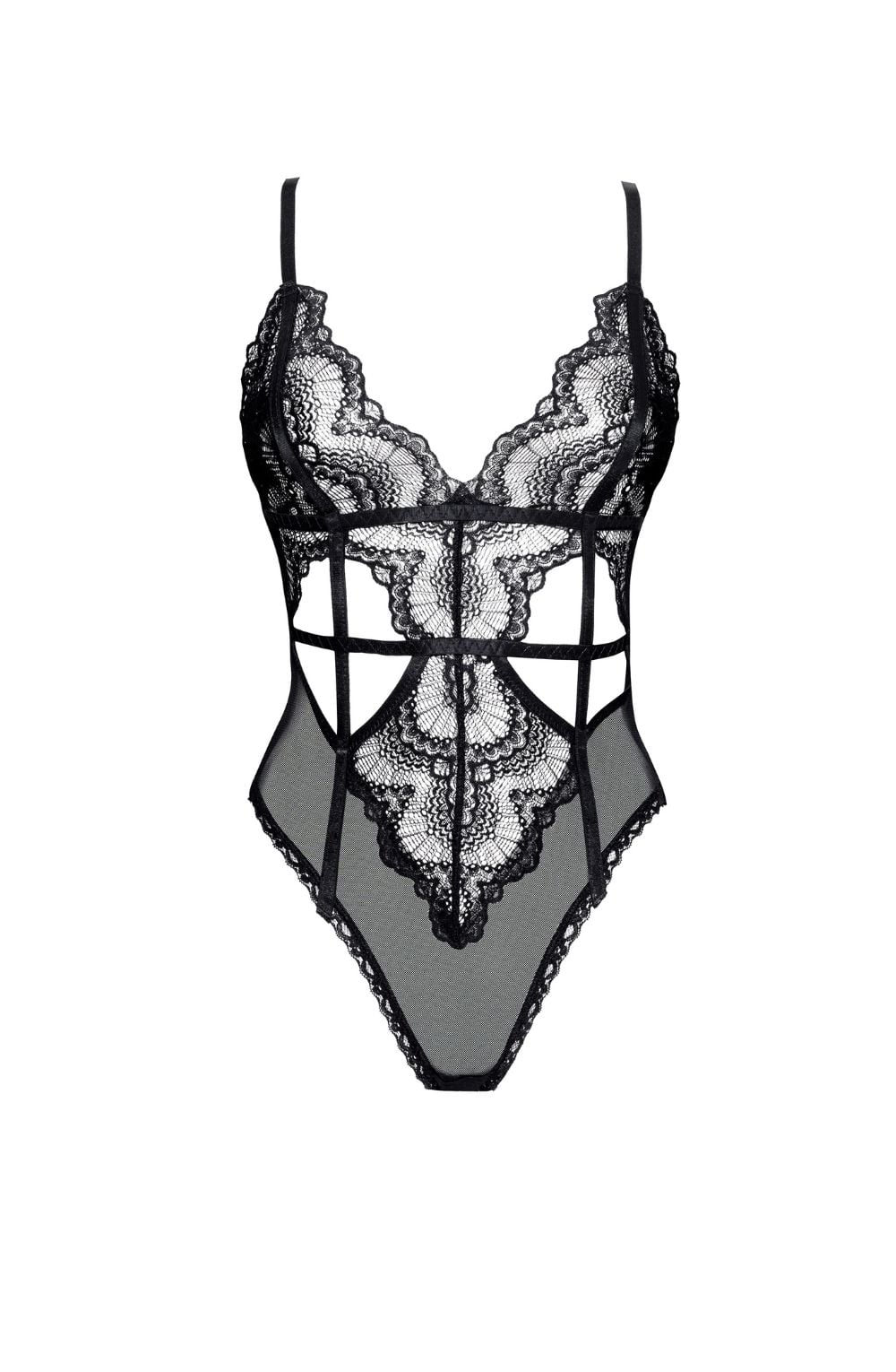Linsori Peyton Sheer Floral Lace Teddy - back view