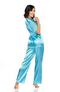 Linsori Azure Lace Pyjama Set - back view