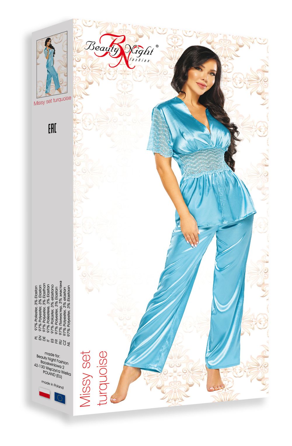 Linsori Azure Lace Pyjama Set - styled view