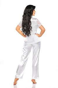 Linsori Pearl Satin Lace Pyjama Set - side view