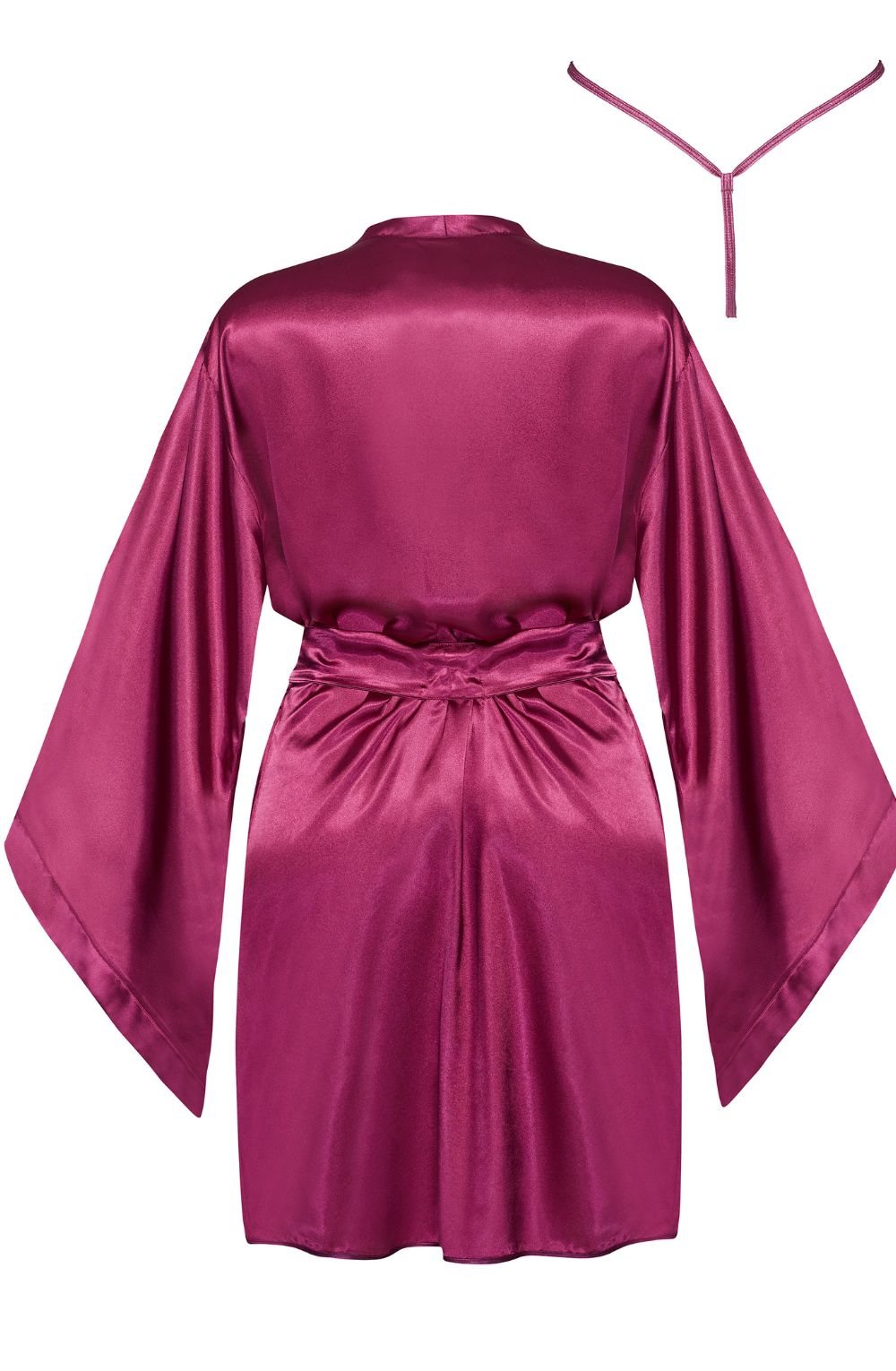 Linsori Bordeaux Satin Peignoir Set - product view