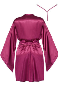 Linsori Bordeaux Satin Peignoir Set - product view