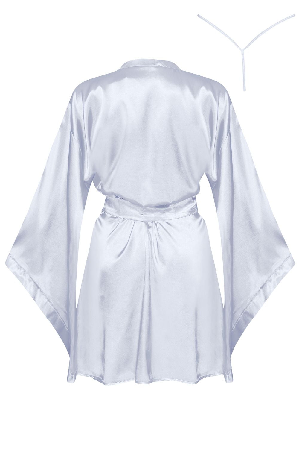 Linsori Silver Satin Flowing Peignoir - styled view