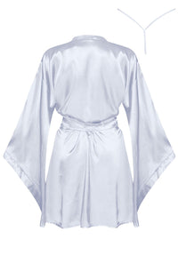 Linsori Silver Satin Flowing Peignoir - styled view