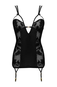 Linsori Noir Velvet Lace Chemise Piece - product view