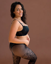 Linsori Obsidian Lurex Crotchless Tights Plus Size -  Right view