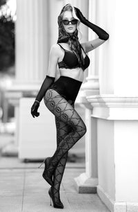 Linsori Obsidian Lurex Crotchless Tights - product view