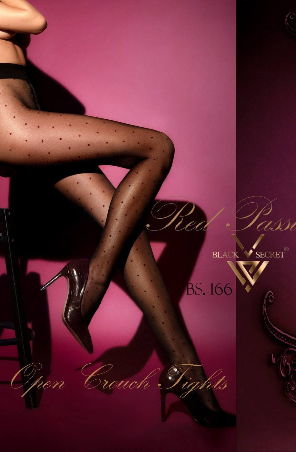 Linsori Berry Dot Open Crotch Tights - back view