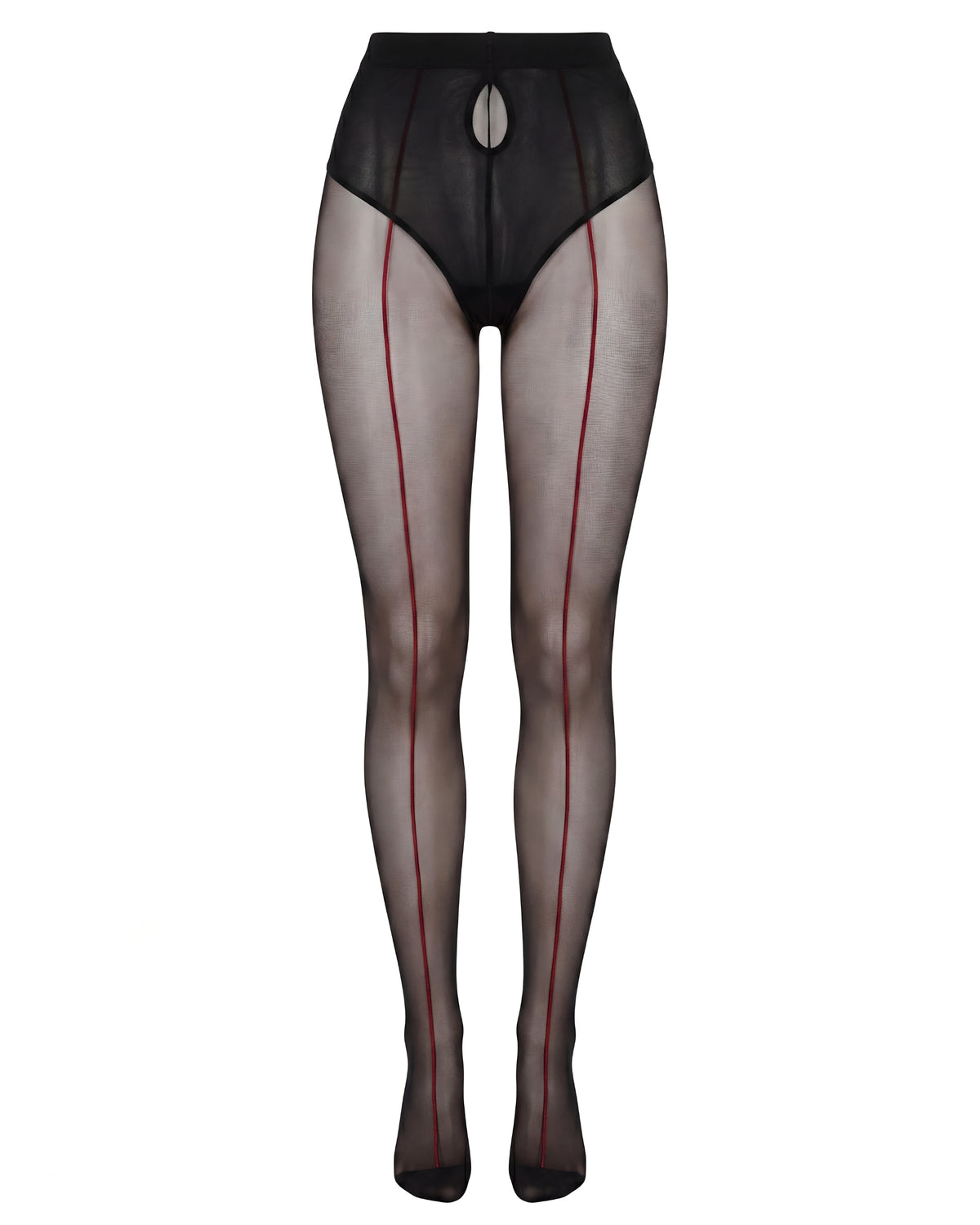 Linsori Seamed Open Crotch Tights Plus Size - White background view