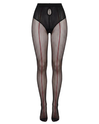 Linsori Seamed Open Crotch Tights Plus Size - White background view