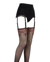 Linsori Noir Open Crotch Tights Plus Size - White background view