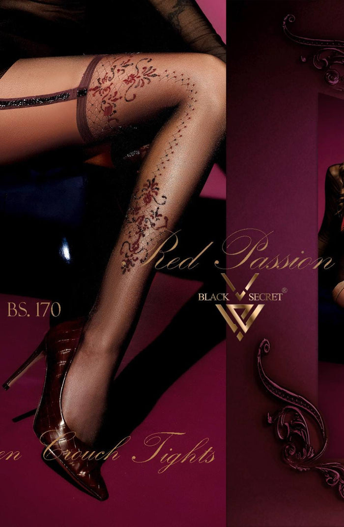 Linsori Rouge Rose Open Crotch Tights - detail view