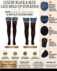 Linsori - Sheer Noir Lace-Top Hold-Ups Plus Size - Product Detail